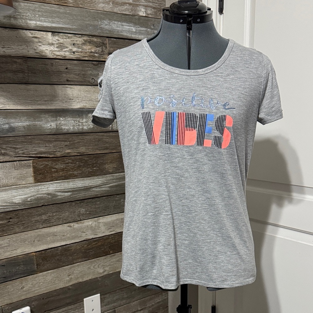 Active USA Gray Positive Vibes Tee